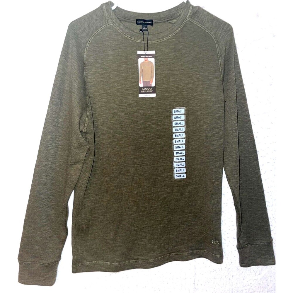 Banana Republic Double Knit Long Sleeve Crewneck Shirt sz S Military Green
